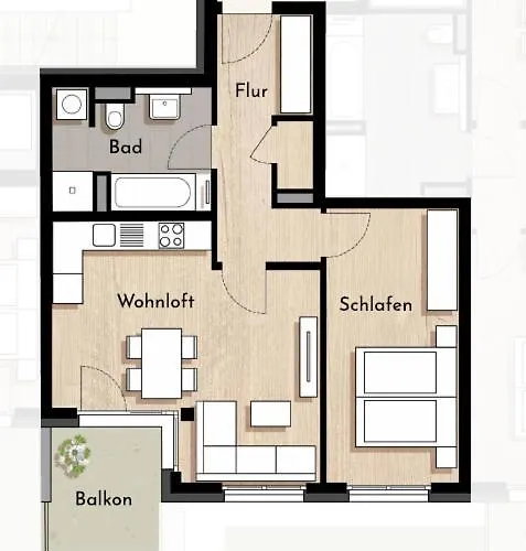 2 - Zimmerwohnung Mit 56 Qm Fuer 2 - 3 Personen Appartement *